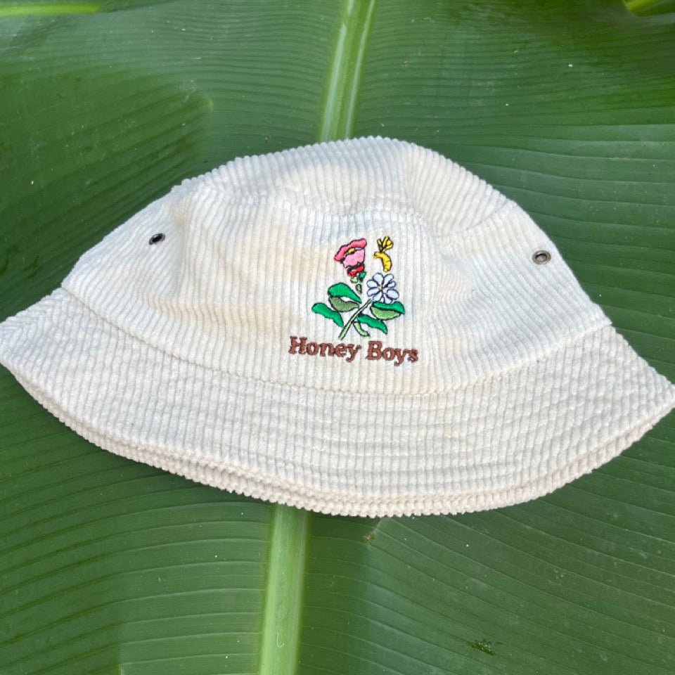 Honey Boys Bambino Corduroy Wildflower Bucket Hat - Crema