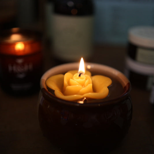 Floating Rose Pure Beeswax Candle