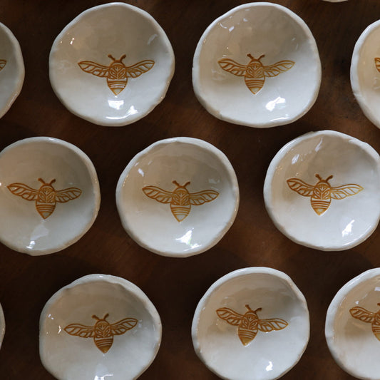 Bee Stamped Stoneware Bowl – Limited Edition by Melanie Hardy