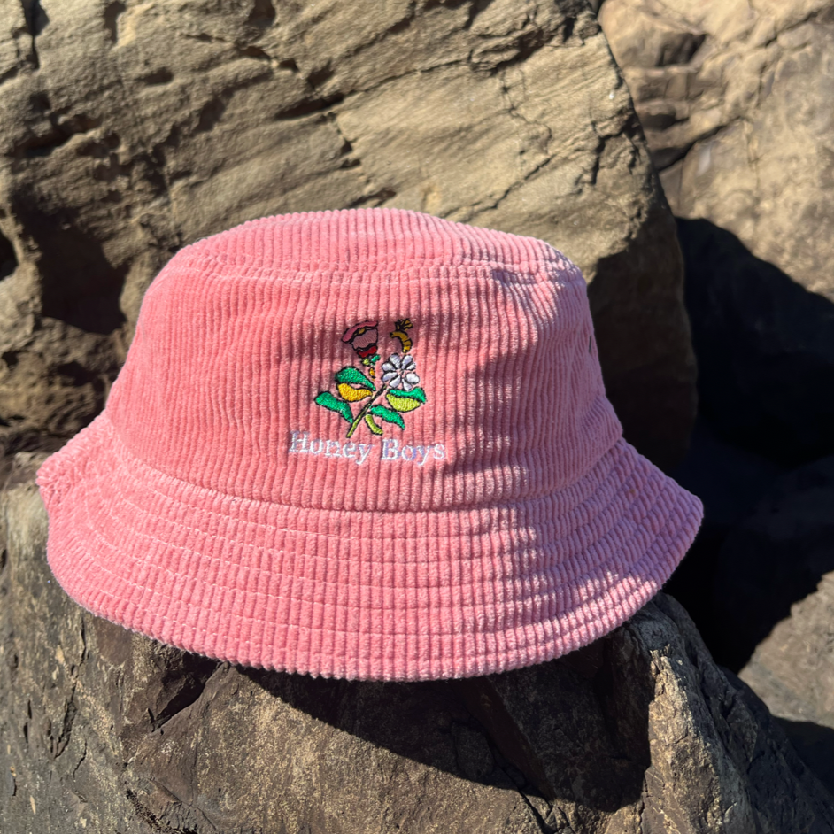 Corduroy Wildflower Bucket Hat - Dusty Pink / 57cm