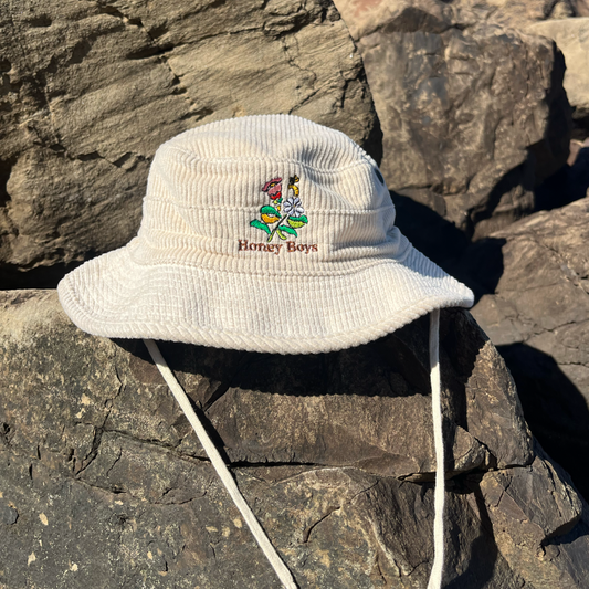 Corduroy Wildflower Bucket Hat - Crema / 61cm