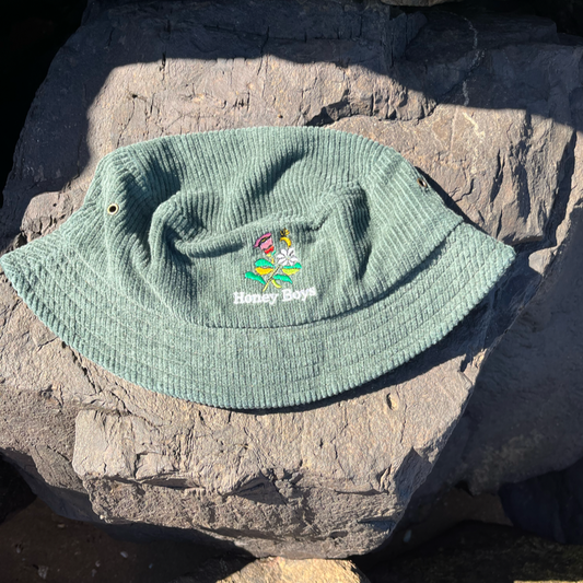 Corduroy Wildflower Bucket Hat - Hunter Green / 57cm