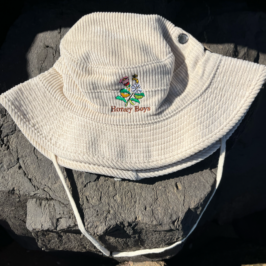 Corduroy Wildflower Bucket Hat - Crema / 61cm