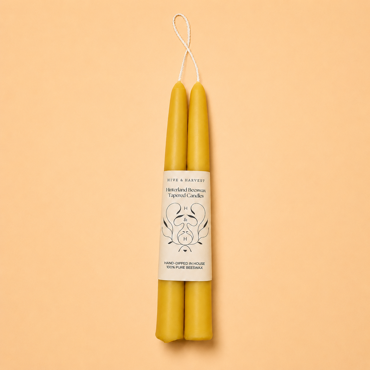 Elegant Pure Beeswax Taper Candles | Handmade Pair
